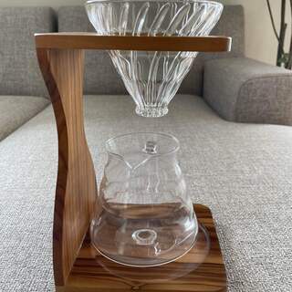 ＜終了＞HARIO V60 ドリップコーヒーキット ガラス製 オリーブウッド デザイン 高品質 おしゃれ インテリアにも最適の画像