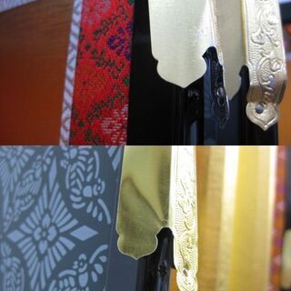 SHIZUOKA TSUKIJI 雛道具 特製 御屏風 2枚入り 六曲屏風 18号 新金箔絹目 ヘリ付 ひな祭り 桃の節句 ひな人形の画像