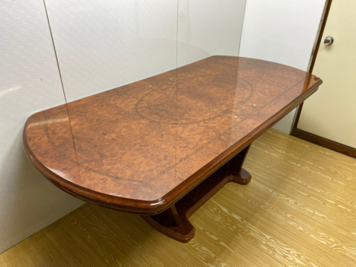 stp-0919 象嵌　ダイニングテーブル　ブラウン系　食卓テーブル　茶色　机　家具