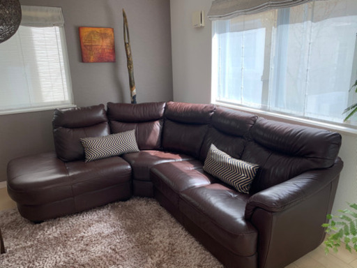 ■美品■Leatherworld/レザーワールド■IDC大塚■高級■総本革/レザー■ネイビー■モダン■オットマン/スツール■5万■ft3827y 愛品館市原店LeatherWorld レザーワールド 本革ワイド２Pソファ 愛