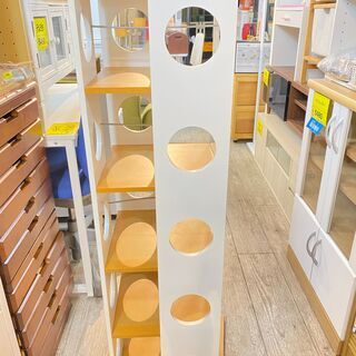 回転 マガジンラック CD/DVDラック 白 ホワイト×ナチュラル ★買取帝国 志木店の画像