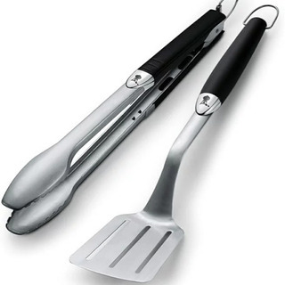【新品未使用】Weber(ウェーバー) 2ピース ポータブルツールセット ステンレススチール製 フライ返し、トング 6645 【BBQ バーベキュー グリル コンロ  調理 料理 肉】の画像
