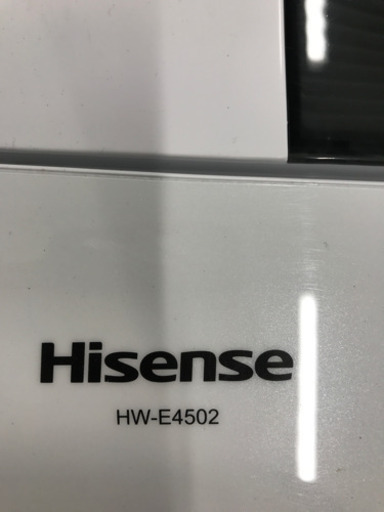 ?洗浄済み。ハイセンス 4．5kg全自動洗濯機  HW-E4502・2018年製?