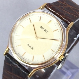 SEIKOセイコー ドルチェ メンズクォーツ 金銀コンビカラー3針