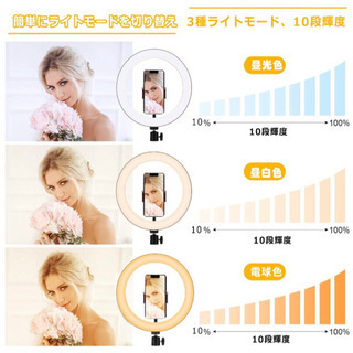 【新品未使用】 LEDリングライト カメラ 卓上ライト 自撮り/撮影/照明用 自撮り棒両用 三脚スタンド Bluetoothリモコン付き 高輝度LED 3色モード 10段階調光 360度調整可能 取り外し可能 伸縮 美白効果 スマホスタンド付き USB給電 自由雲台 仕事/勉強/美容化粧/YouTube生放送/ビデオカメラ撮影用 gopro SNS TikTok メイク動画 説明書付きの画像