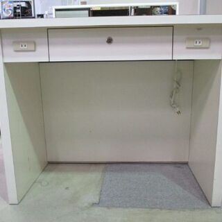 ドレッサー コンセント付き 引出し付き 鏡収納可能 ホワイト 幅90cm 大きめ 鏡台 美容室 理容室 札幌市東区 新道東店の画像