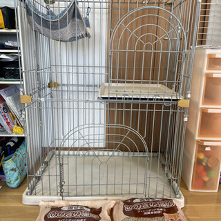 【お話中】2段キャットケージ&ひのきの猫砂2袋