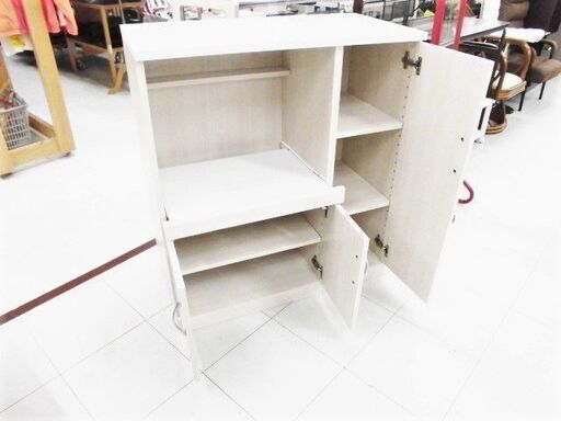 ミドルレンジボード 幅80×奥39.5×高89.5㎝ カウンター ホワイト 白 エナメル 食器棚 キッチンボード 苫小牧西店