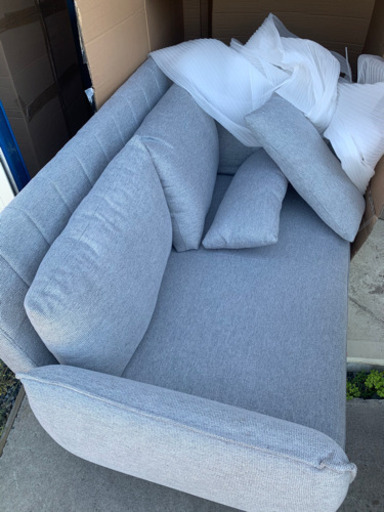新品 2〜3人 グレー ソファ 布 モケット リビング ダイニング カフェ ソファベッド ベンチ 新生活
