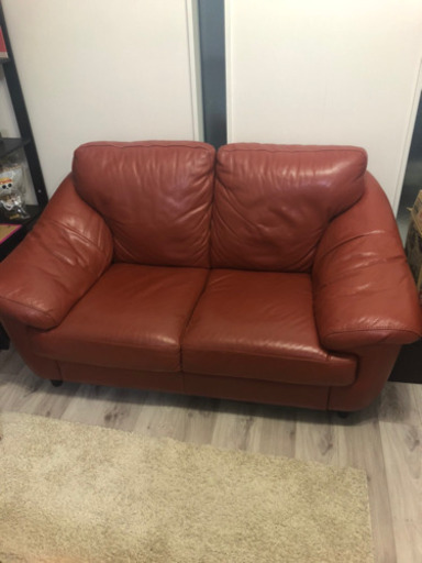 値下げしました！レザーワールド Leatherworld イタリア製 2人掛けソファー 総本革 中古