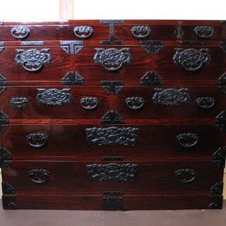 美品 最高級 欅産業 伝統工芸 仙台箪笥 鍵付き 欅材 赤木肌