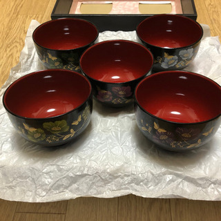 花ざかり 盆付き汁椀セット お箸・箸置き・調味料入れの画像