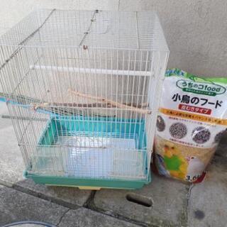 鳥かごとエサのセット