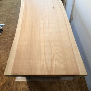 激安 極上木目 大きめ 長さ219cm×幅最大89cm 無垢 一枚板ダイニングテーブル 近場配送無料 表面加工 塗装サービス中☆の画像