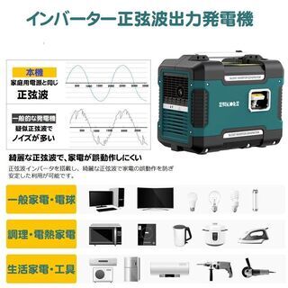 【新品】防音型インバーター発電機 59db 最大出力1.88KW USB出力の画像