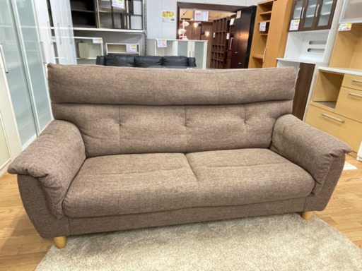 【リサイクルショップ八光　田上店　配達・設置OK】ブラウン　2人掛けワイドソファ