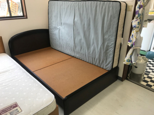 【リサイクルサービス八光　田上店　配達・設置OK】ダークブラウン　セミダブルベッド
