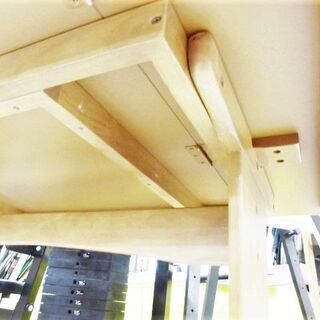 伸張式 ダイニングテーブル 幅93～120.5×奥75.5×高71㎝ 伸縮式 木製 片開き テーブル バタフライ 苫小牧西店の画像