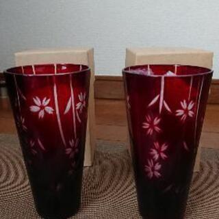 【購入者様決定しました☆】新品☆キリコペアグラス☆しだれ桜