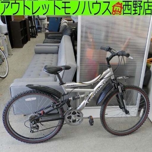 ▶マウンテンバイク 26インチ 6×3段変速 SPALDING MTB 自転車 シルバー 銀 札幌 西野店