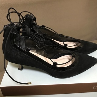 NATURAL BEAUTYパンプス黒編み上げの画像