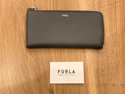 【美品】FURLA メンズ財布 ラウンドファスナー ダークグレー