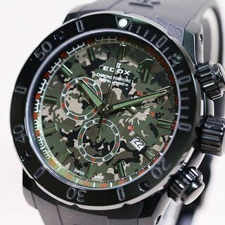 【苫小牧バナナ】美品 EDOX/エドックス クロノオフショア 10221-37N1-VM1-S メンズQZ 腕時計 迷彩文字盤 使用感少オススメの1本♪