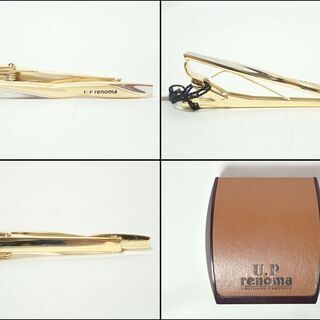AA485 U.P RENOMA ネクタイピン つや消しゴールド バイカラーの画像