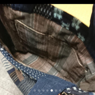 絣刺し子ハンドバックの画像
