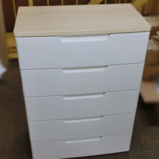ウッドトップチェスト 5段 引き出し 収納 家具 40×73×100cmの画像
