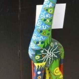 エスニック雑貨 アジアン雑貨 キリンの置物 カラフル 高さ100...