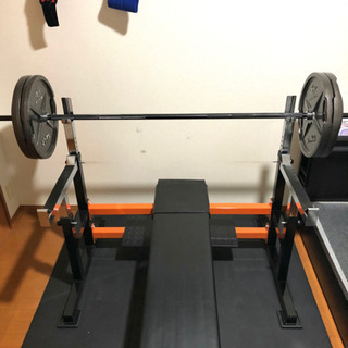 引取限定】ベンチプレス台 バーベルセット（60kg） ベンチ台