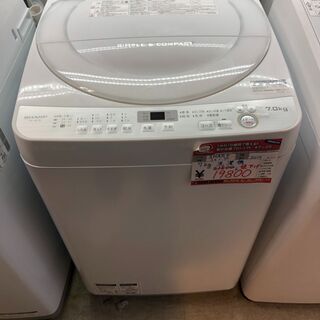 ☆中古 激安！！ ￥19,800！！　　シャープ　ＳＨＡＲＰ　全自動洗濯機　7.0kg　2017年製　ＥＳ-GE7B-W   幅55㎝×奥行き52㎝×高さ83㎝　　KD039　