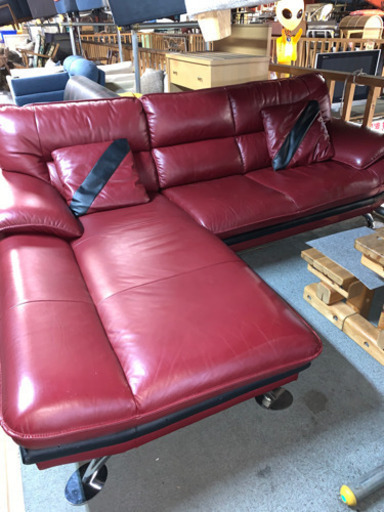 ニトリ　本革カウチソファ　L字　中古