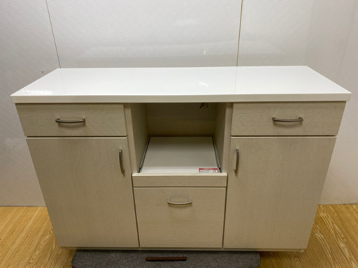 stp-0963  キッチンカウンター　収納棚　幅120　ナチュラル　食器棚　カウンターキッチン　作業台　家電収納　レンジボード　レンジ台　キッチンボード　木目　キッチン収納