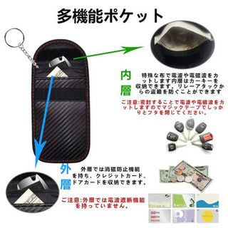 お譲り先決まりました。新品未使用、キーケース リレーアタック スマートキーケース キーケース メンズ カードキーケース キーケース 電波遮断ポーチ 車キーケース 車盗難防止 カード入れ 高級炭素繊維素材 カーボン調 (ブラック 2枚入)の画像