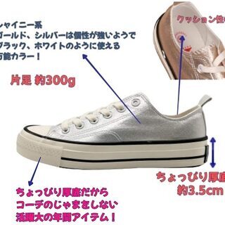 未使用 レディース スニーカー シルバー ゴールド 23.5CMの画像
