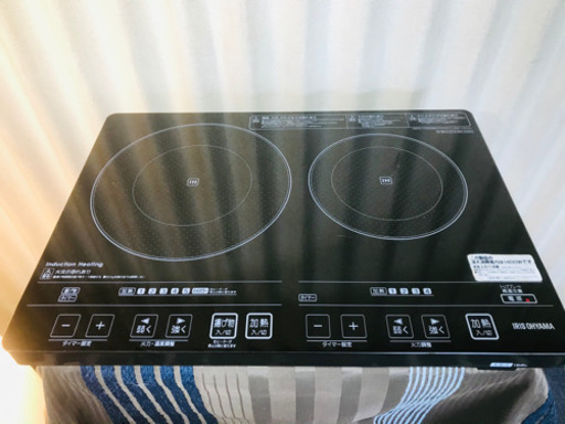 ２口IHクッキングヒーターブラック✨清掃済