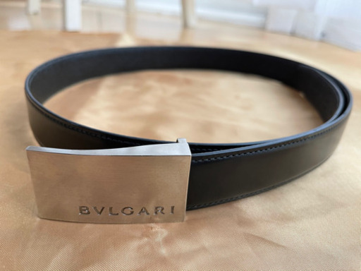 正規激レア ブルガリ プレートロゴバックル ベルト 黒