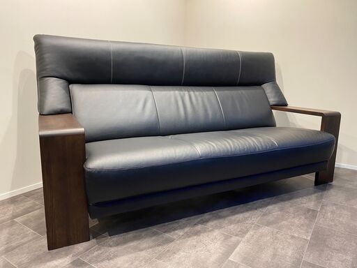カリモク karimoku チターノ Chitano ソファ 本革 黒 3シーター 中古品