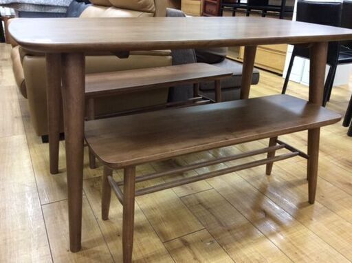 ベンチダイニング3点セット　ブラウン【トレファク南柏店】