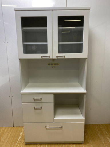 stp-0989 家電ボード　2連　ホワイト　食器棚　キッチンボード　ホワイト　収納棚　幅85　スライドテーブル付き　レンジ台　レンジボード　キッチン収納　キッチンラック　食器棚　スライド台　キッチンカウンター　レンジラック　キッチン　炊飯器　白