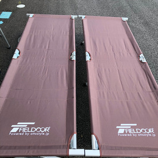 FIELDOOR アウトドアコット 2個セット／【ダークブラウン】 アルミ キャンプベッド ベンチ 折りたたみの画像