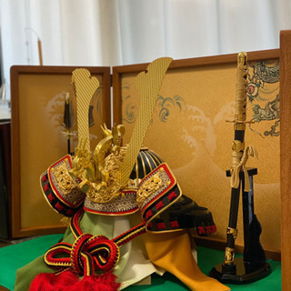 再出品　五月人形　兜　刀　破魔矢　収納ケース付き