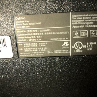 DELL　21.5インチ　モニター（付属：電源コード、VGAコード）の画像