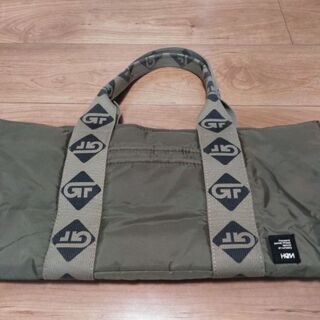HeM ナイロン トートバッグ カーキ色