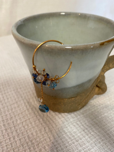 値下げ❗️未使用　Sweet pea スイートピー　H.P FRANCE アッシュペーフランス　K18 半貴石　片耳用　ピアス