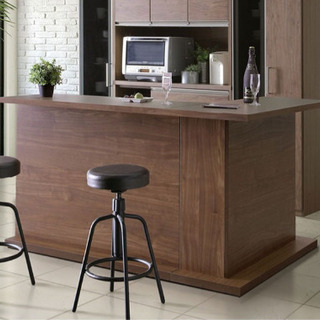 バーカウンター コーナー 　（幅120cm ｘ２）完成品 おしゃれ カウンターテーブル キッチンカウンター 収納 北欧 ウォールナット　Bar counter corner width 120cm finished product fashionable counter table kitchen counter storage Scandinavian walnutの画像