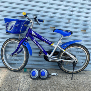 子供用　自転車　18インチ　ブリヂストン　ブルー　補助輪付き　