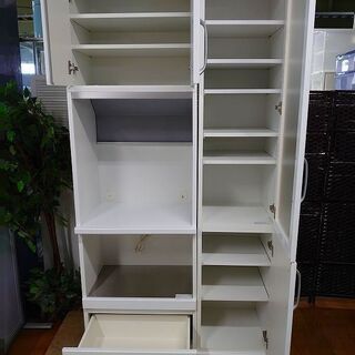 カリモク　レンジ台 カップボード 食器棚 フルオープン ホワイト KARIMOKU 収納家具 店頭引取大歓迎♪ R3193)